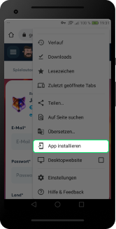 Pwa instruction Android Chrome